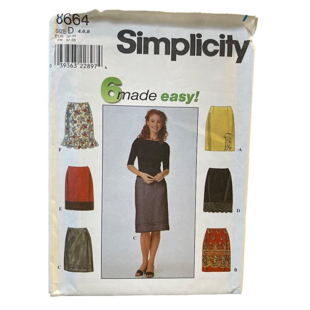 Simplicity Sewing‎ Pattern 8664 Skirt 6 Easy Styles Misses Size 4-8